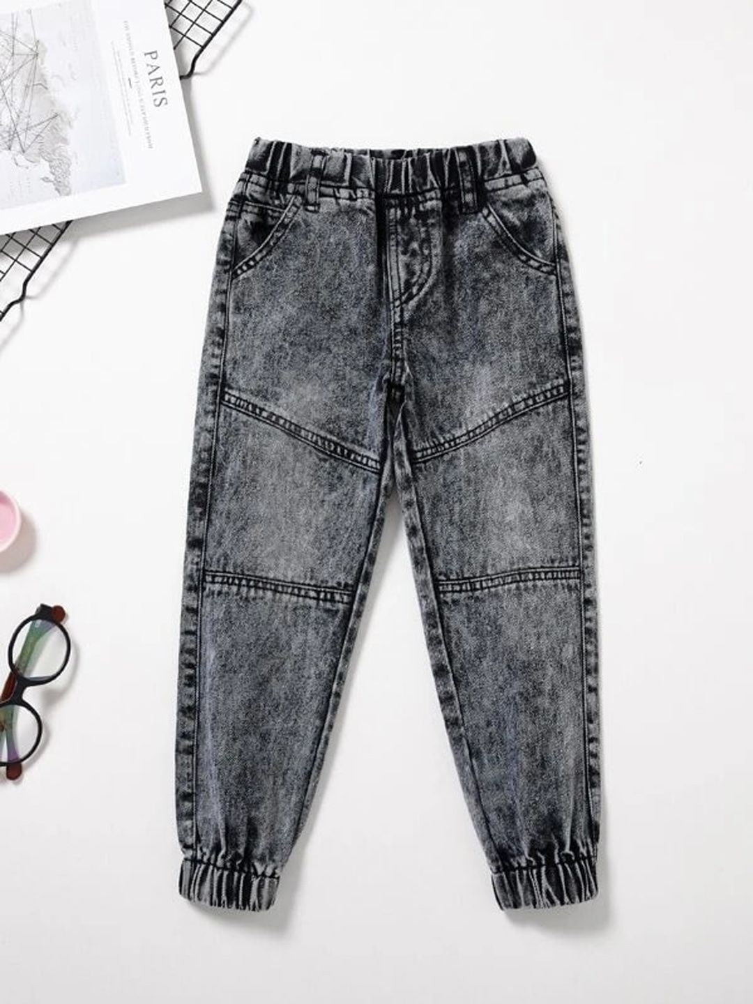 Kotty Boys Black Jean Light Fade Acid Wash Regular Fit Jeans