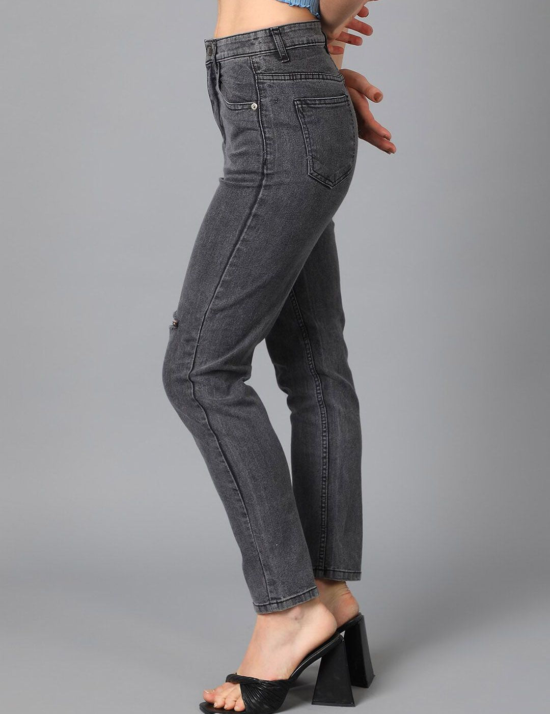 Kotty Women Jean Slim Fit Slash Knee Cotton Stretchable Jeans