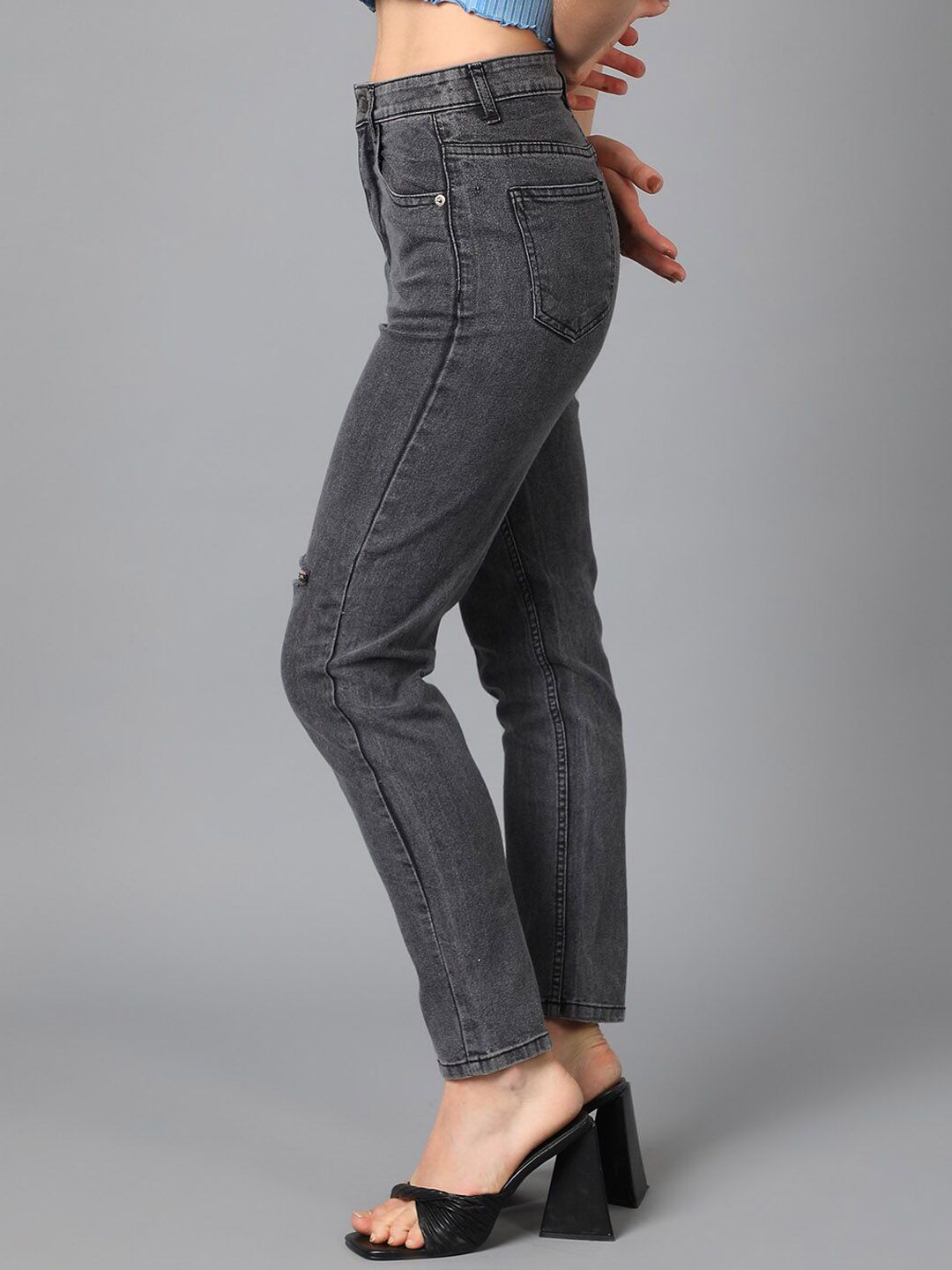 Kotty Women Jean Slim Fit Slash Knee Cotton Stretchable Jeans