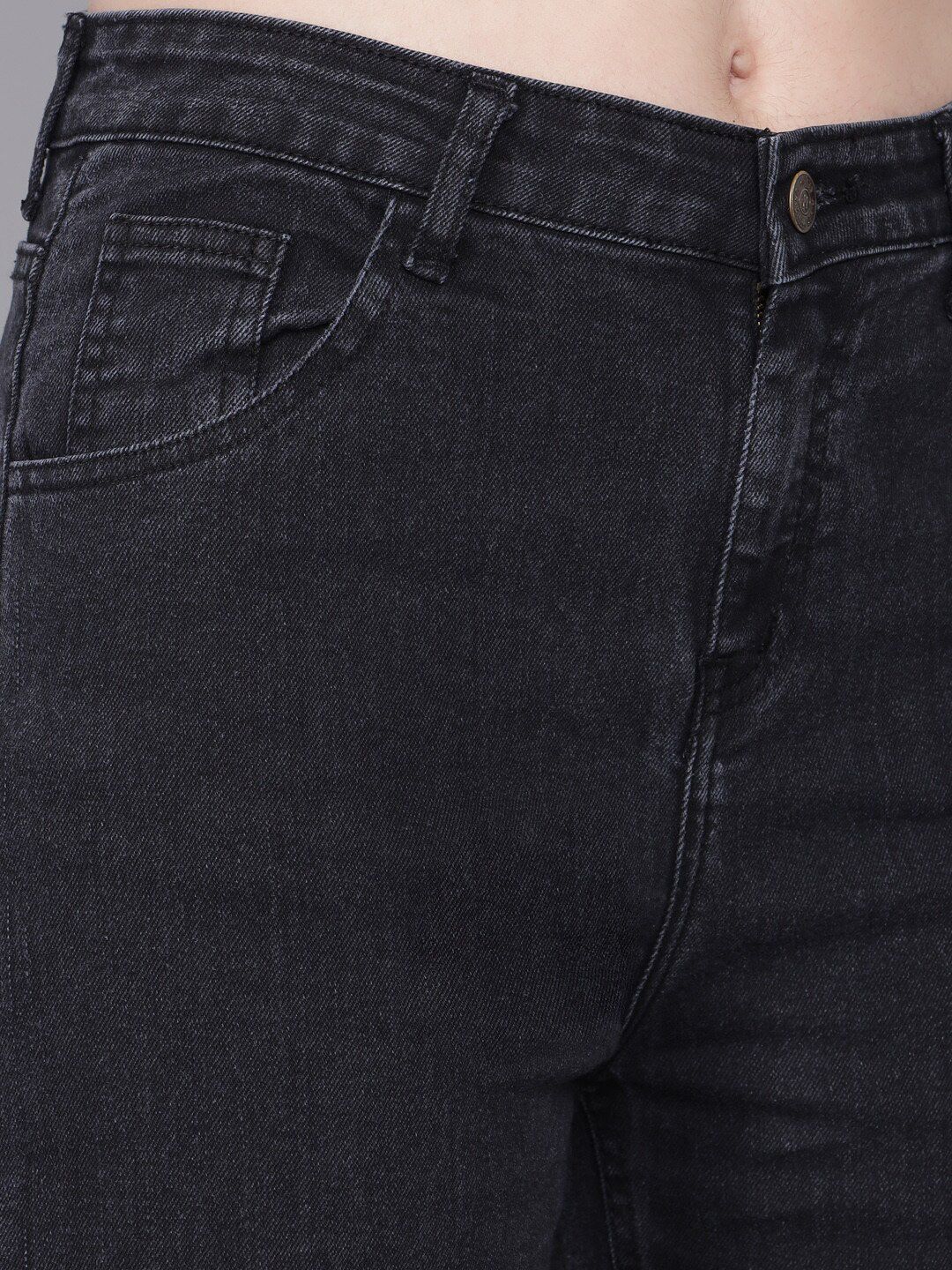 Kotty Women Black Flared High-Rise Mildly Distressed Jeans