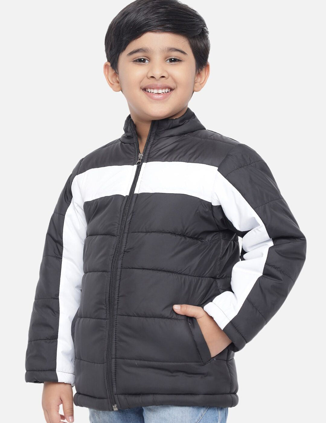 Kotty Boys BLack & White  Colourblocked Lightweight Puffer Jacket