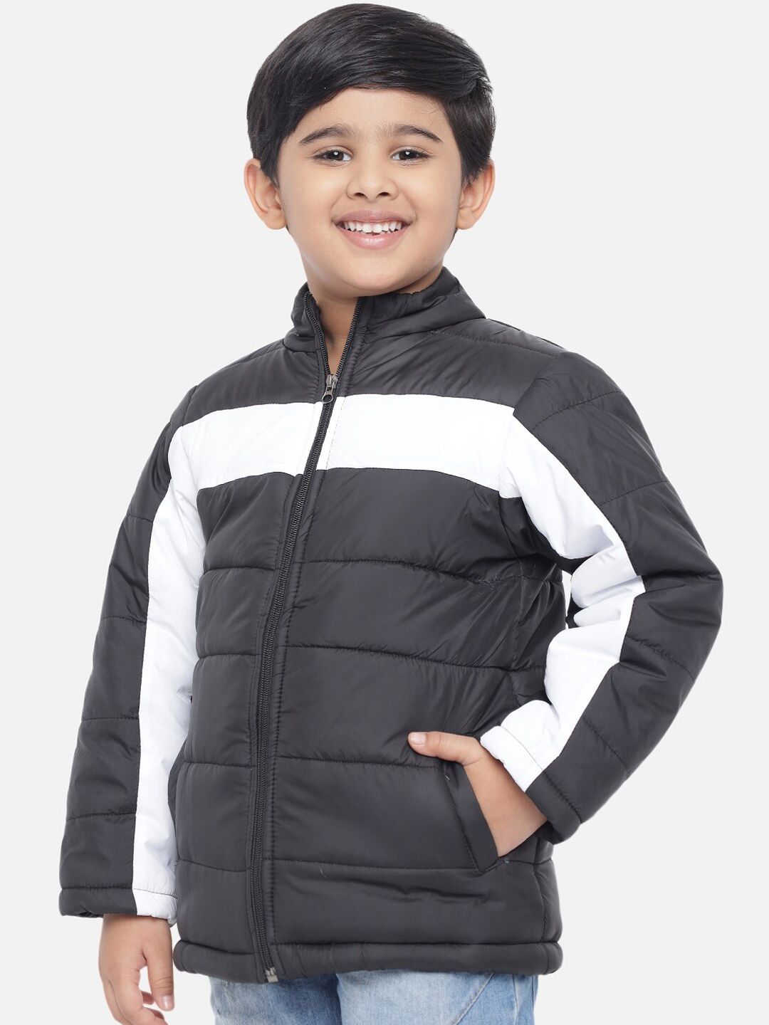 Kotty Boys BLack & White  Colourblocked Lightweight Puffer Jacket