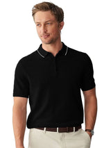 Kotty Black Polo Collar Short Sleeves Cotton Casual T-shirt