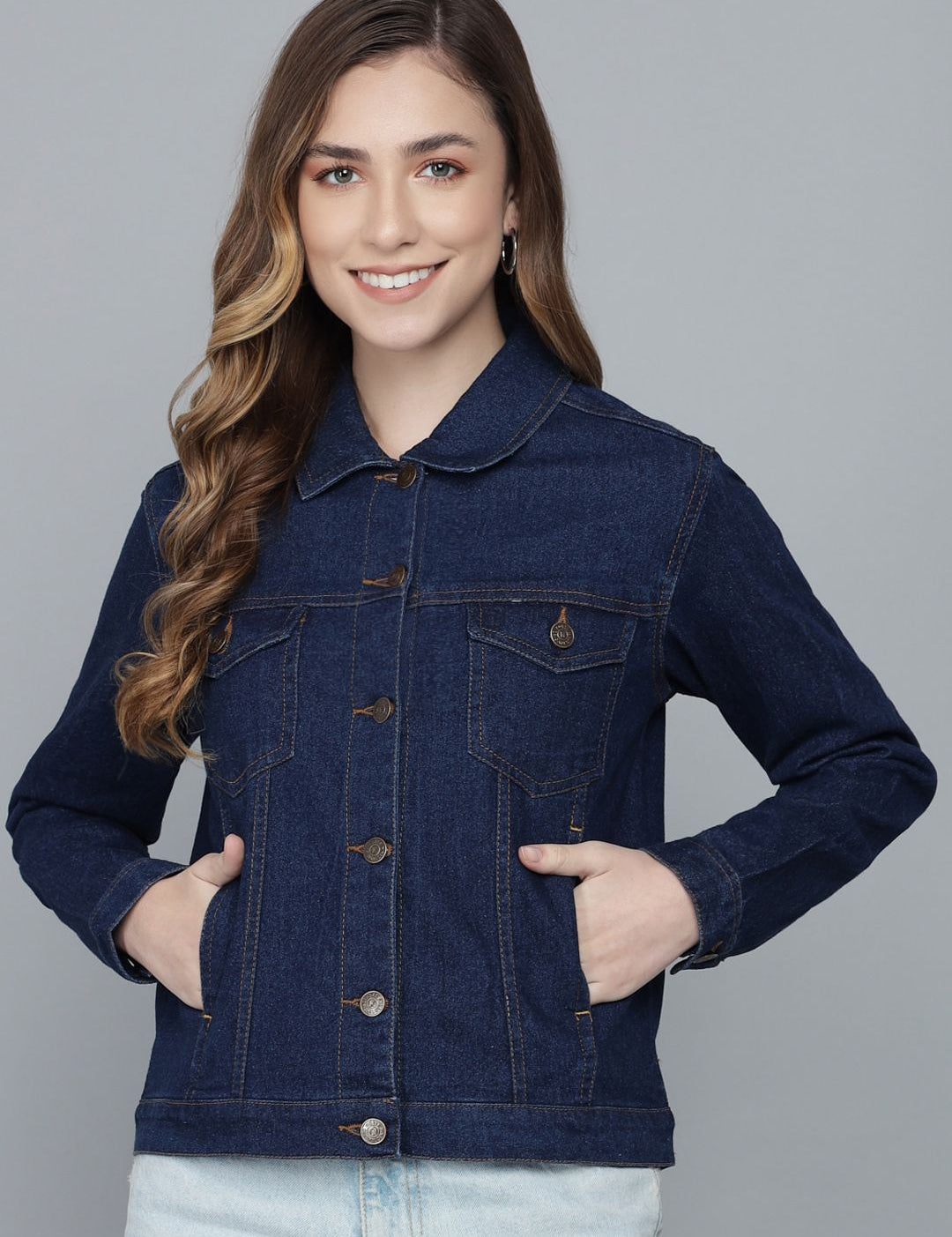 Kotty Women Blue Washed Lightweight Denim Jacket 