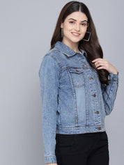 Kotty Women Blue Washed Lightweight Denim Jacket