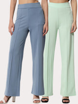 Kotty Women Pack Of 2 Relaxed Straight Leg High-Rise Easy Wash Trousers