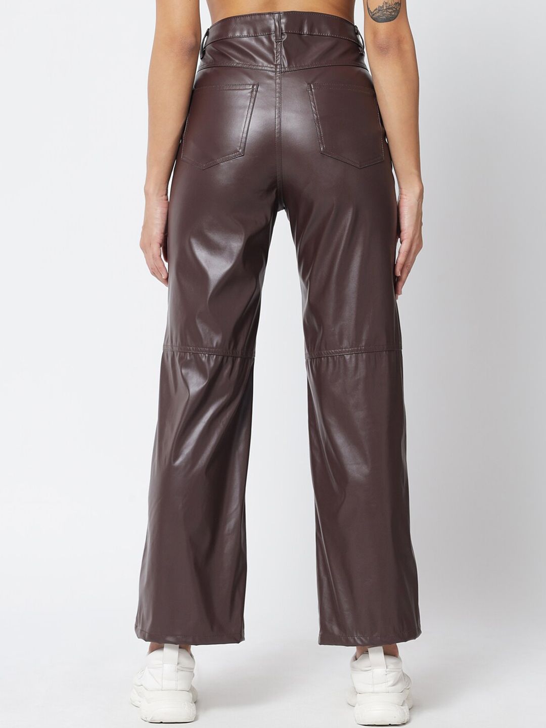 Kotty Women Brown Relaxed Straight Fit Parallel Trousers