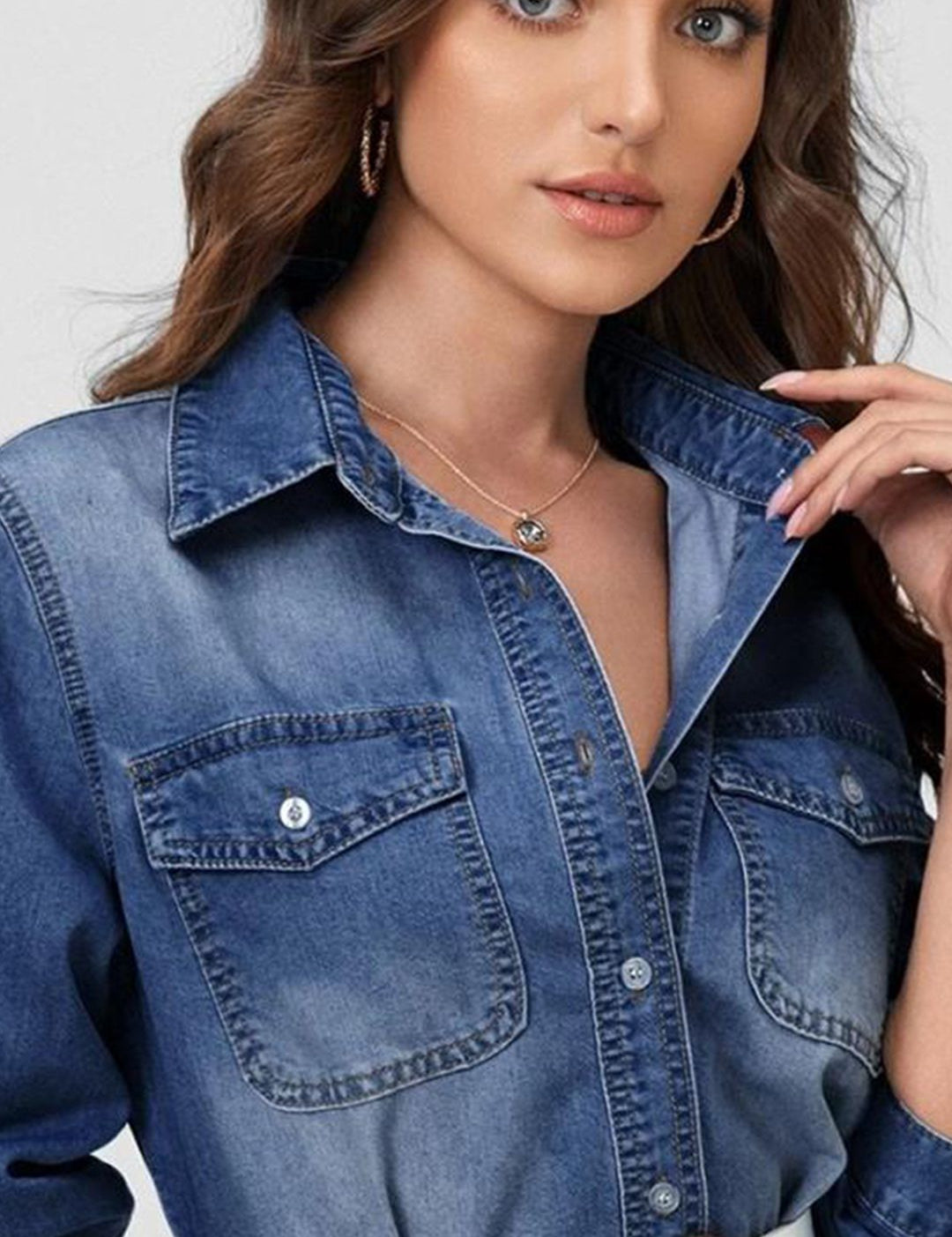 Kotty Blue Relaxed Faded Spread Collar Casual Shirt