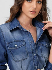 Kotty Blue Relaxed Faded Spread Collar Casual Shirt