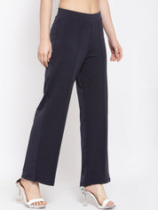 Kotty Women Black Flared High-Rise Bootcut Trousers