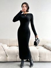 Kotty Women Bodycon Boat Neck Maxi Dress