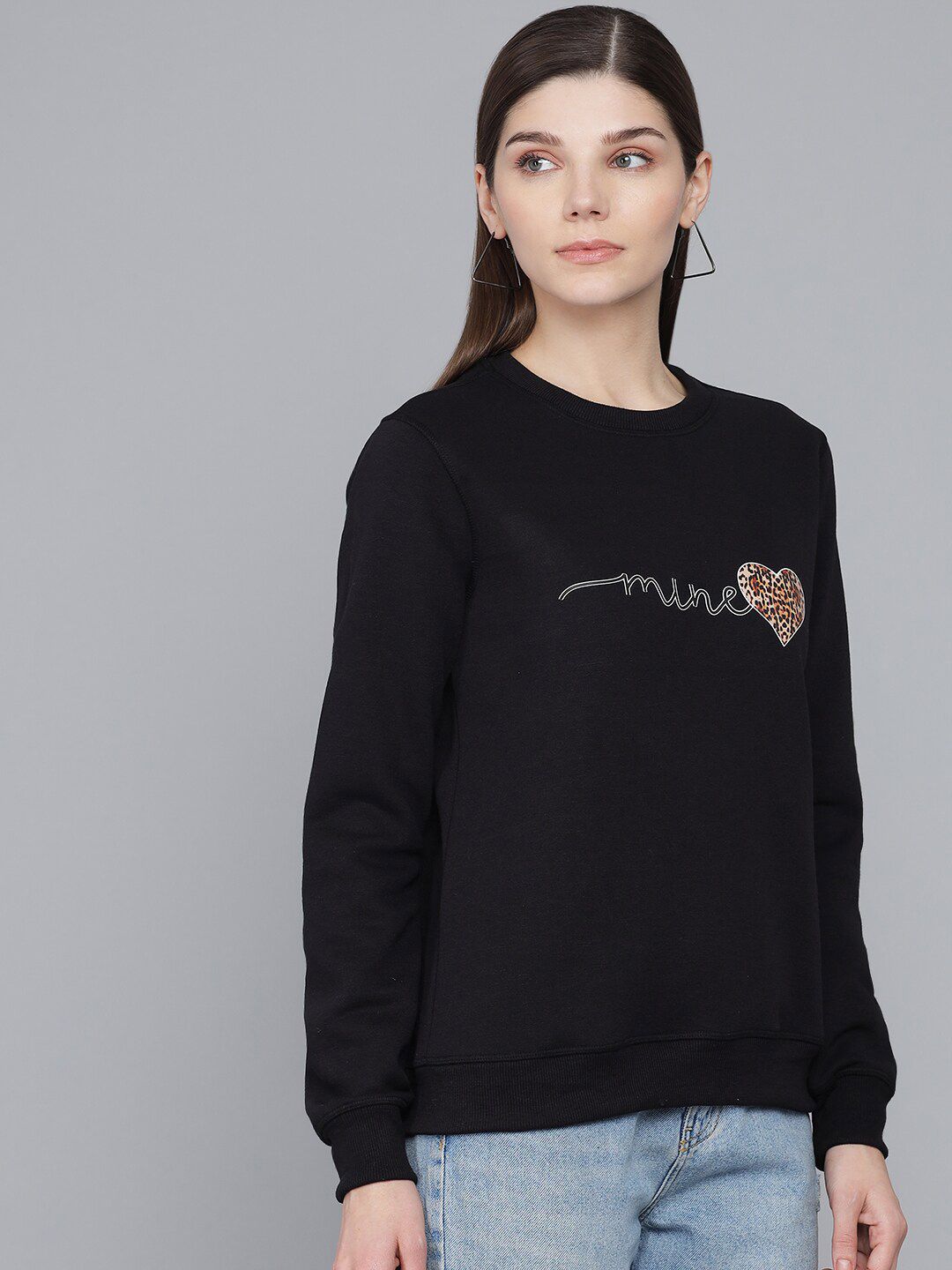 Kotty Woman Black Printed Sweatshirt
