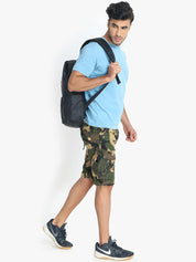 Kotty Men Yellow Printed Regular Fit Cargo Shorts