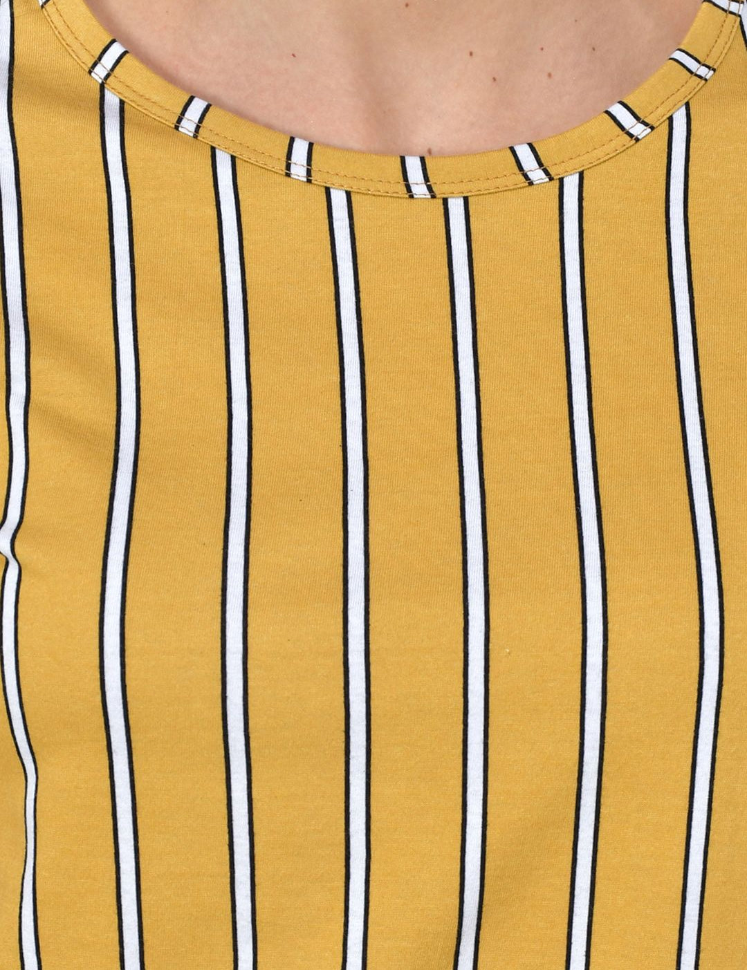 Kotty Women Yellow & White Striped Night Suit