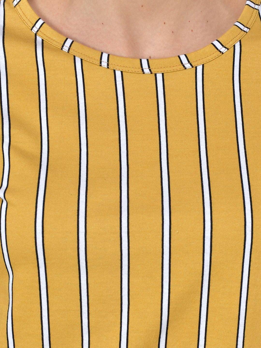 Kotty Women Yellow & White Striped Night Suit