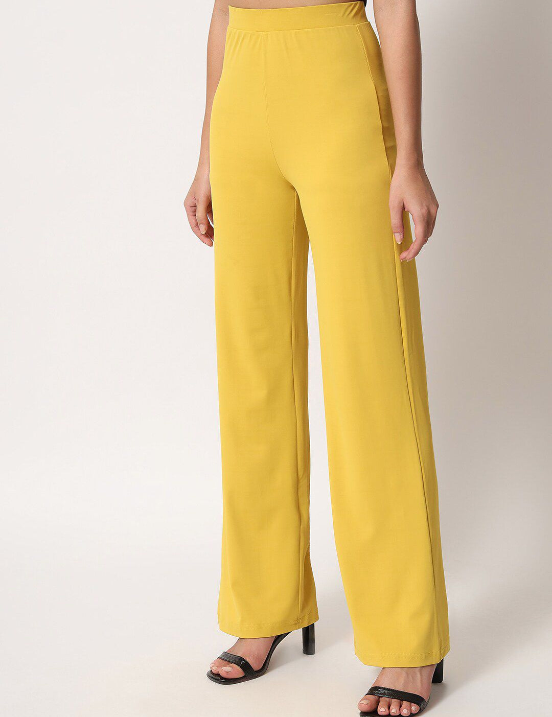 Kotty Women Yellow Relaxed Straight Fit High-Rise Easy Wash Trousers