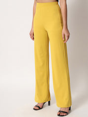 Kotty Women Yellow Relaxed Straight Fit High-Rise Easy Wash Trousers