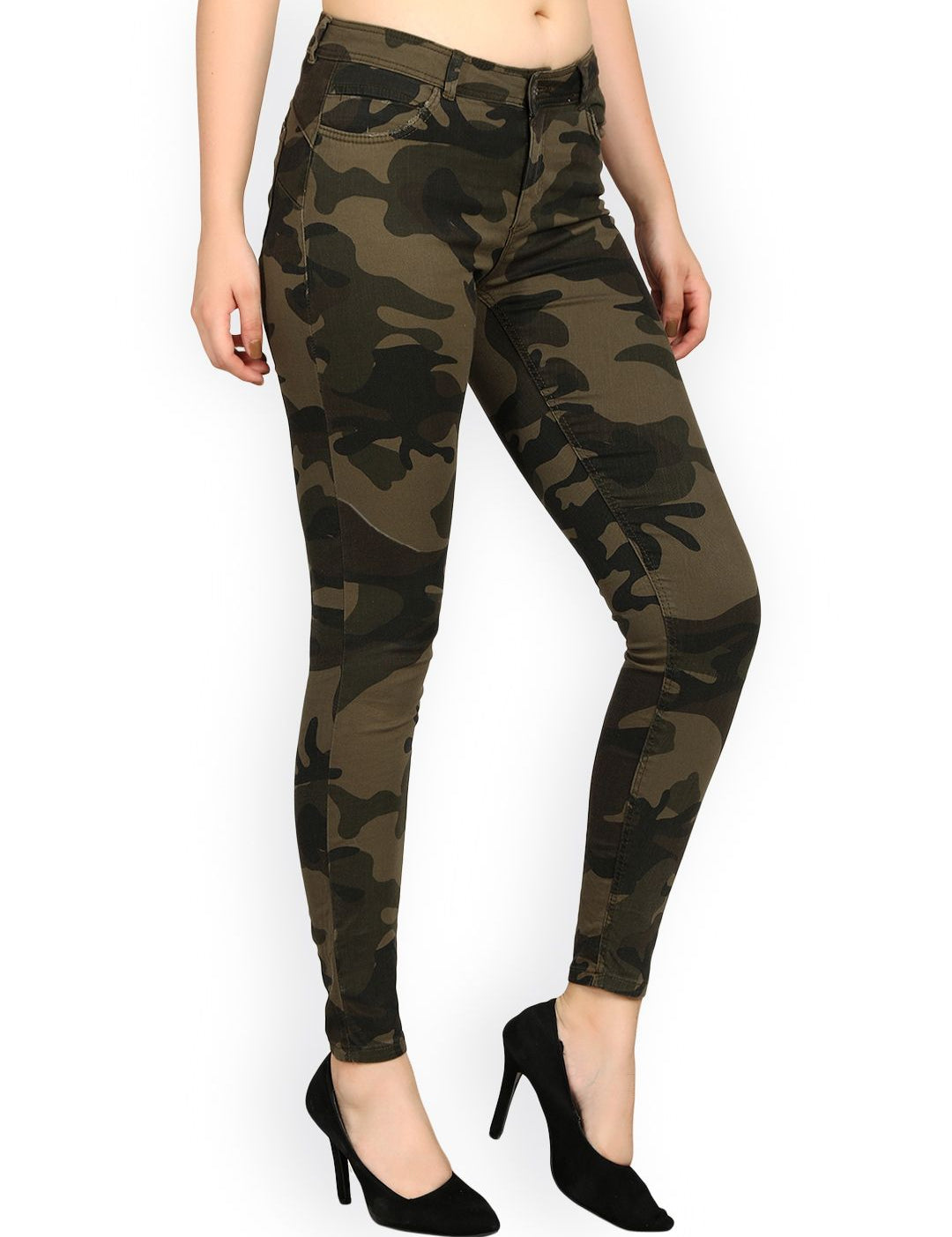 Kotty Women Green Skinny Fit High-Rise Clean Look Jeans