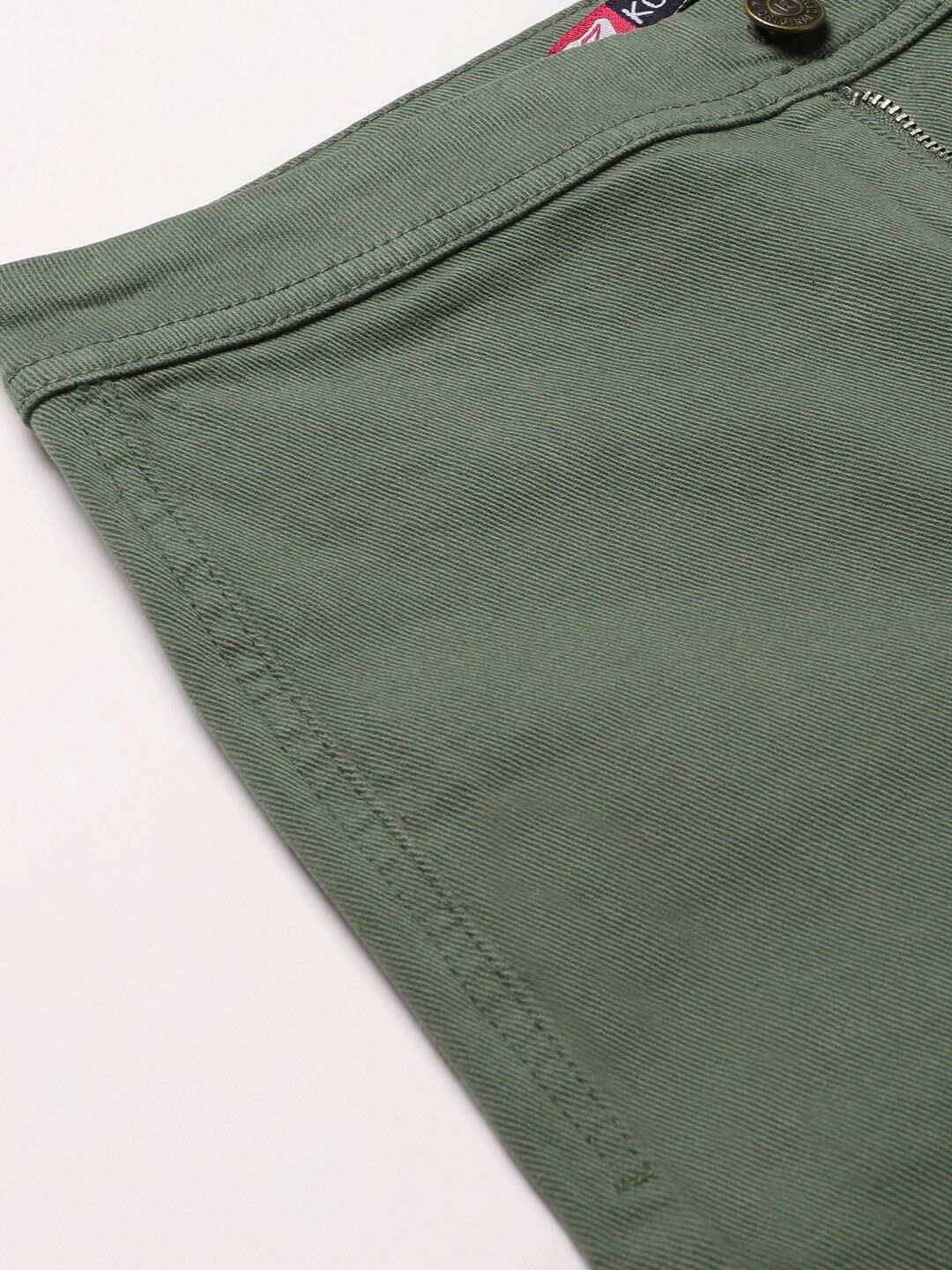 Kotty Women Olive Green Flared High-Rise Stretchable Jeans