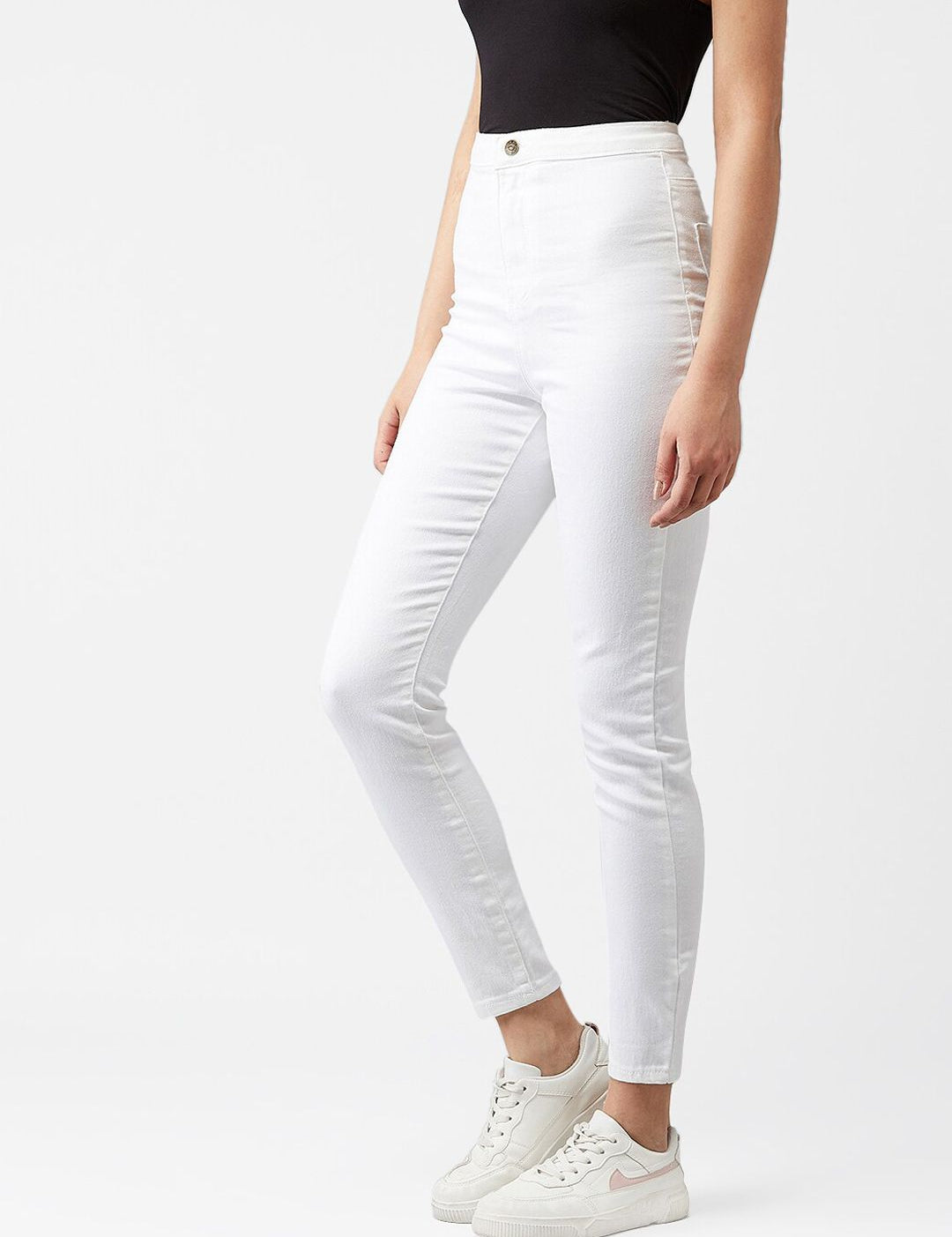 Kotty Women White Skinny Fit High-Rise Clean Look Jeans