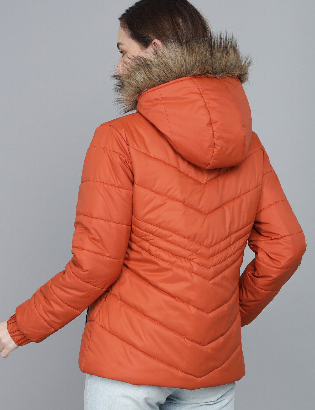 Kotty Women Orange Lightweight Puffer Jacket