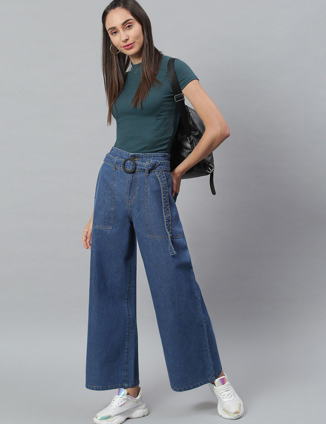 Kotty Women Blue Flared High-Rise Clean Look Stretchable Jeans