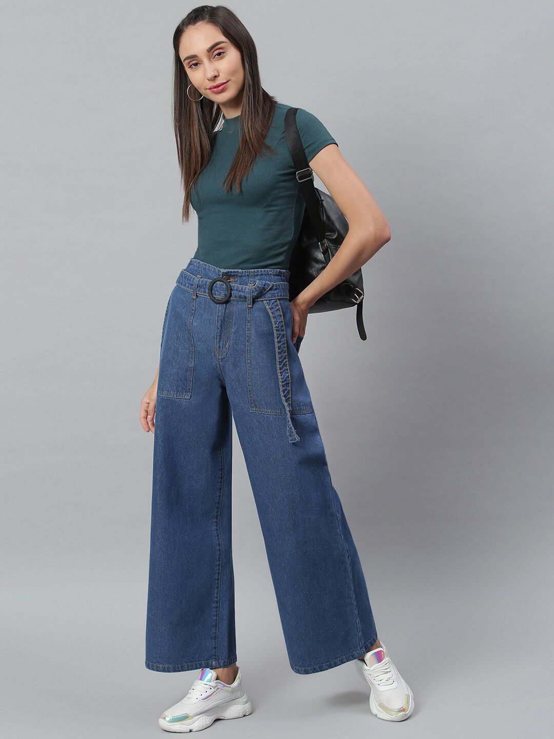 Kotty Women Blue Flared High-Rise Clean Look Stretchable Jeans