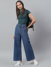 Kotty Women Blue Flared High-Rise Clean Look Stretchable Jeans