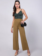 Kotty Women Relaxed Straight Fit High-Rise Easy Wash Trousers