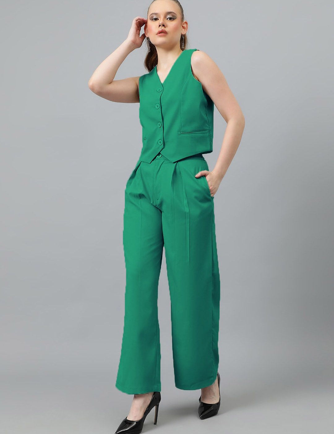 KOTTY BIZwear V-Neck Sleeves Blazer With Trouser