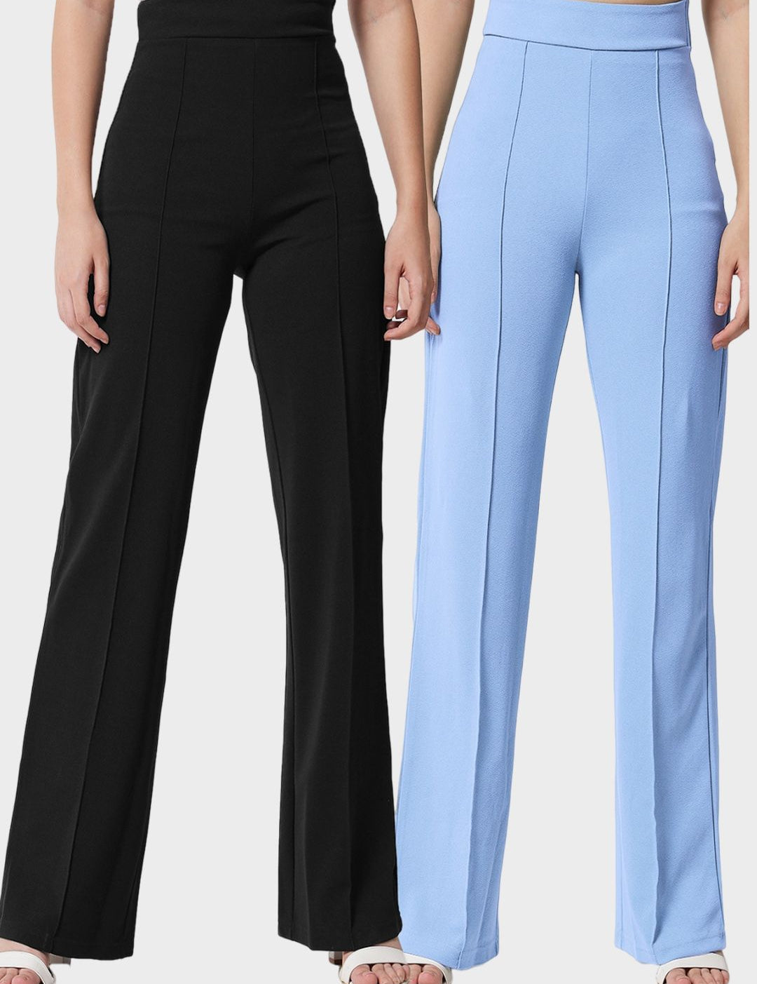 Kotty Women Pack Of 2 Straight Fit High-Rise Easy Wash Trousers