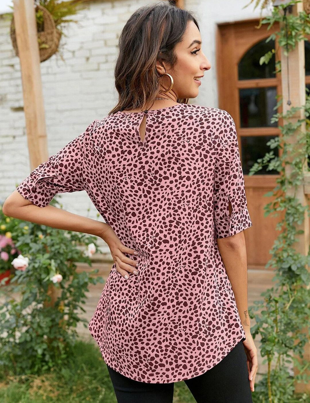 Kotty Women Purple & Brown Print Crepe Top