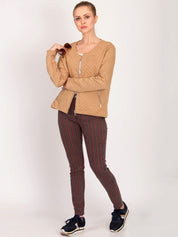 Kotty Women Brown Self Design Tailored Jacket