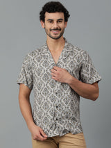 Kotty Men Cuban Collar Floral Printed Casual Shirt