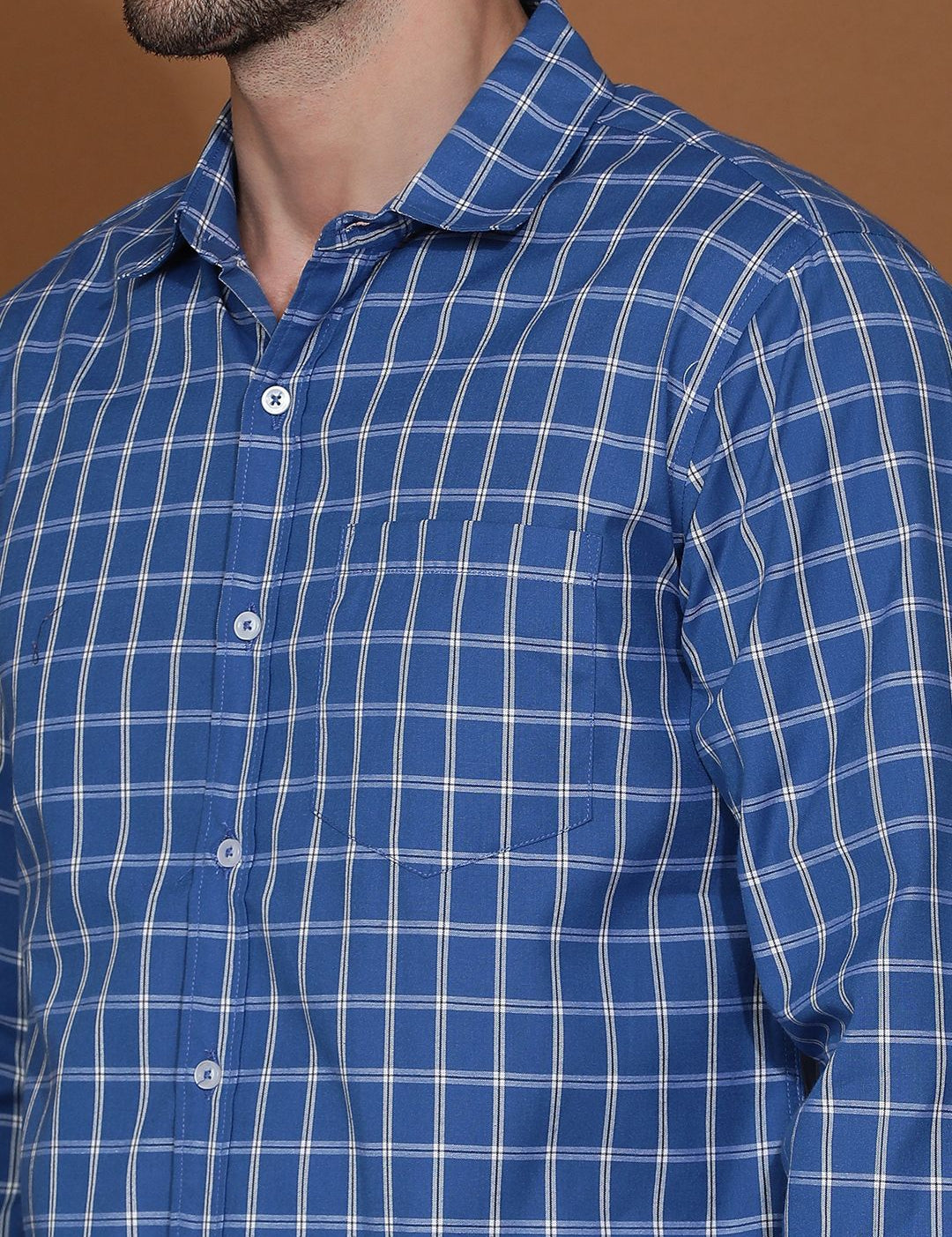 Kotty New Grid Tattersall Checks Spread Collar Casual Shirt