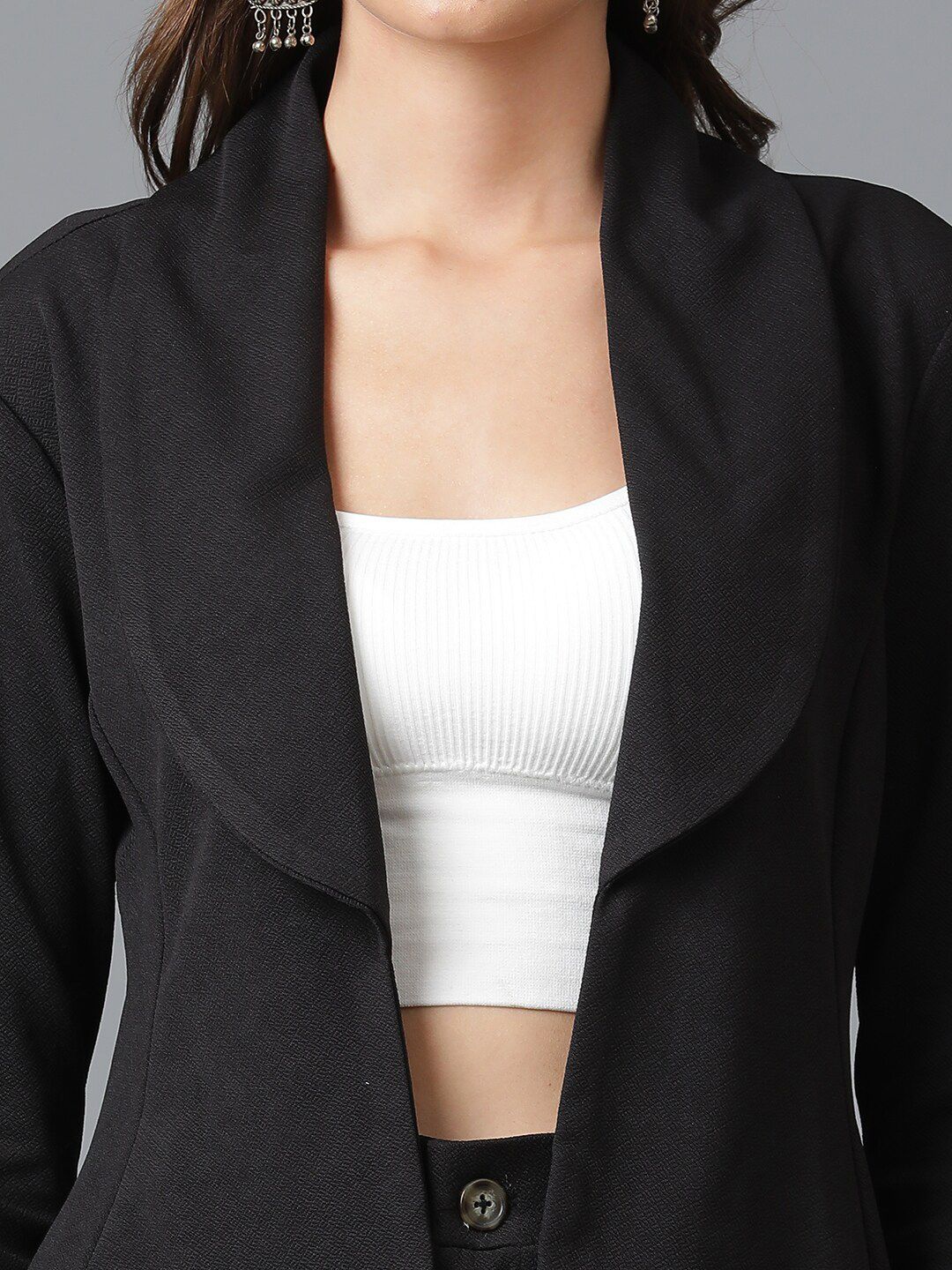 KOTTY BIZwear Black Shawl Neck Coat With Trousers