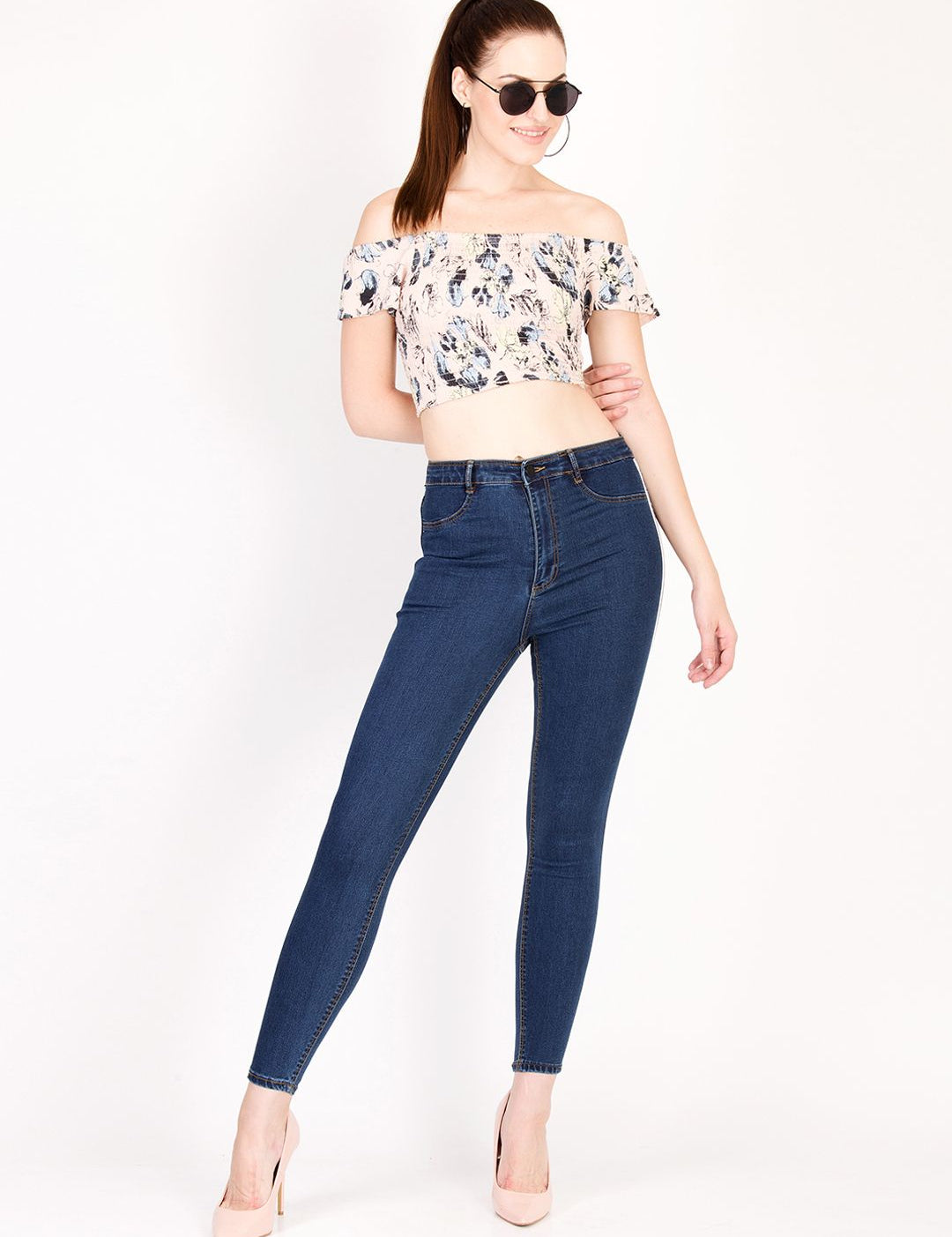 Kotty Women Blue Skinny Fit High-Rise Clean Look Stretchable Jeans