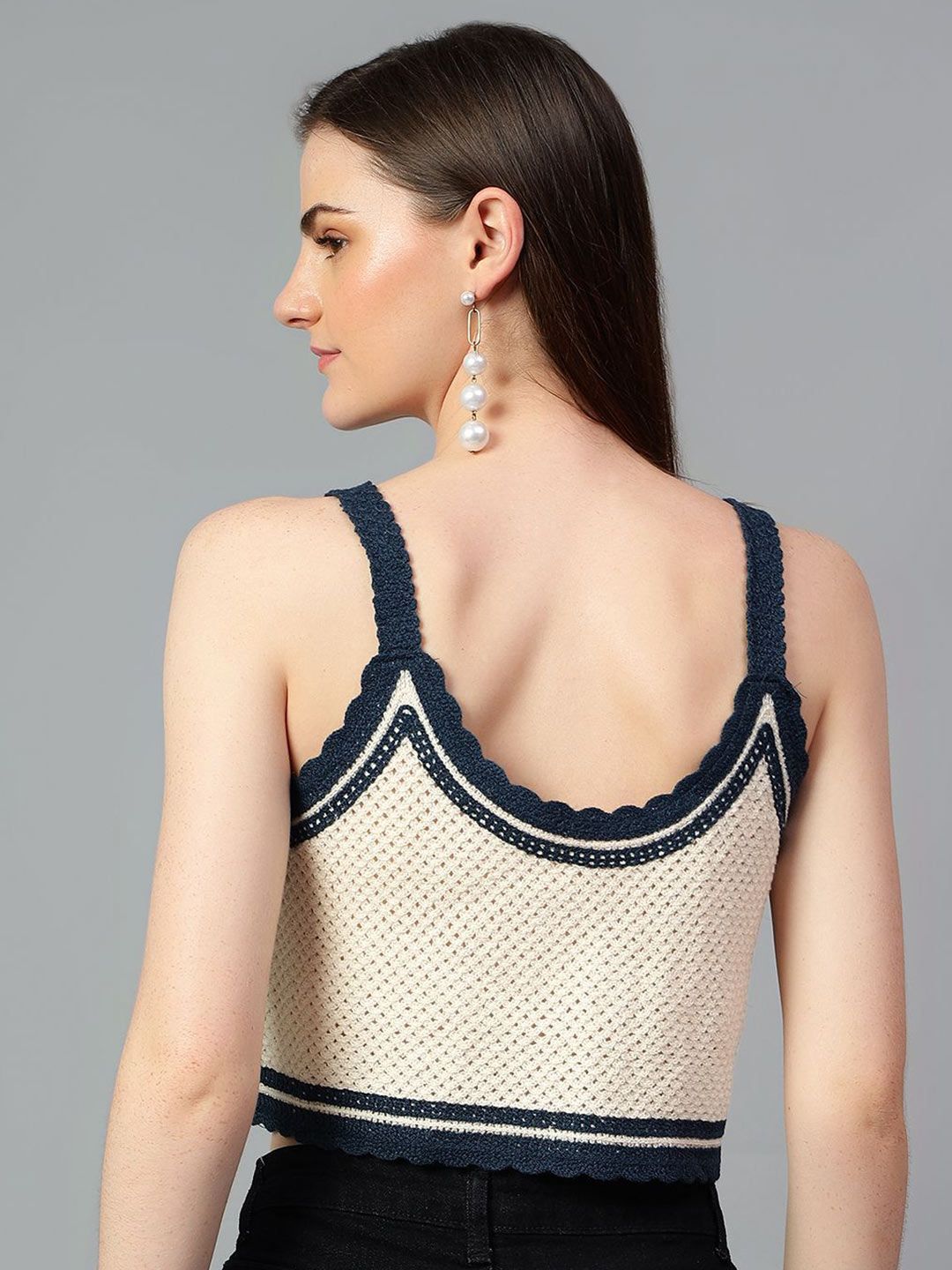 Kotty Women Self Design Scoop Neck Cotton Top