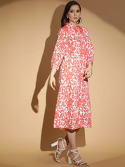 Kotty Women Printed A-Line Midi Dress