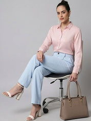 Blue Regular Fit High-Rise Trousers for Women | Kotty