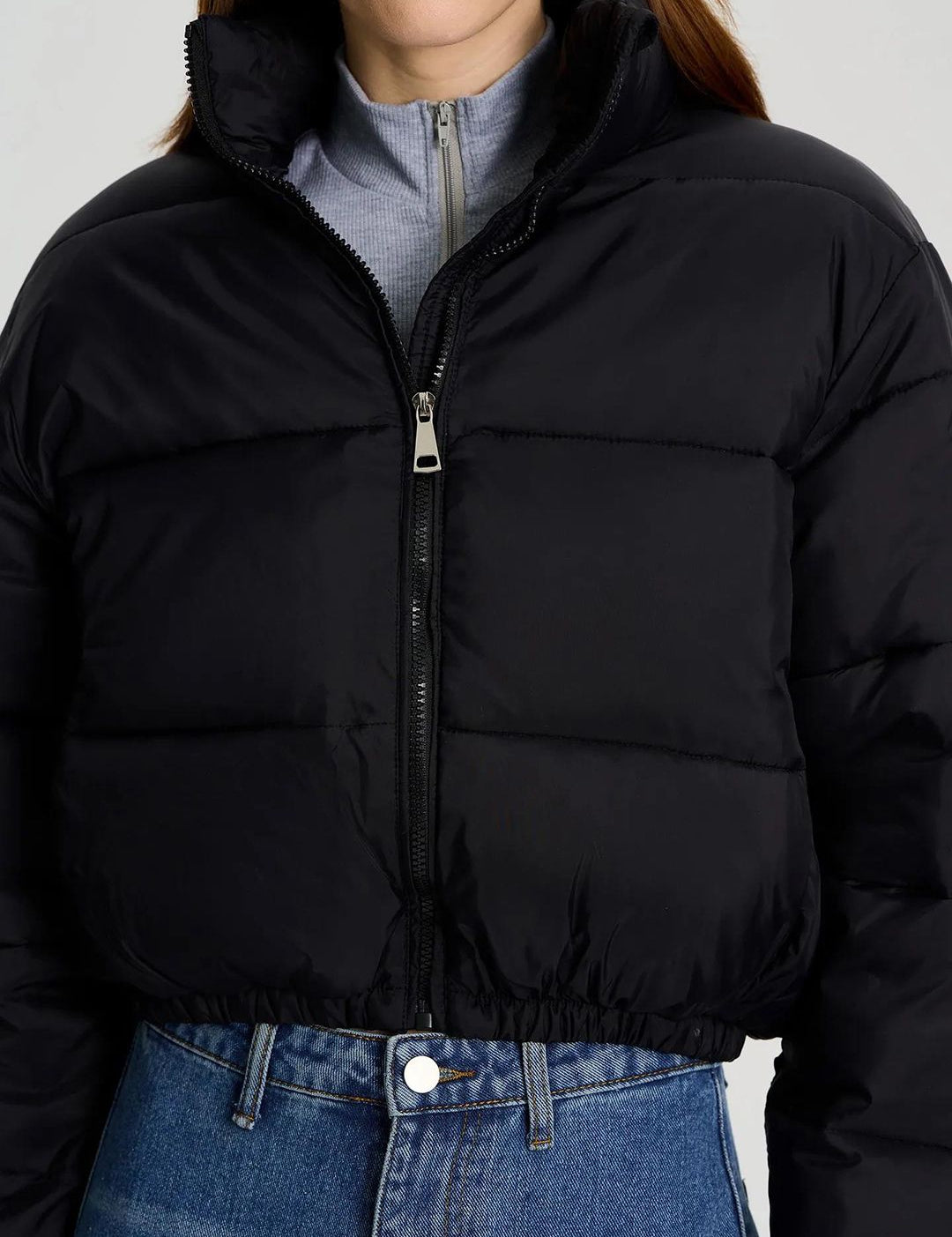 Kotty Women Black Crop Puffer Jacket