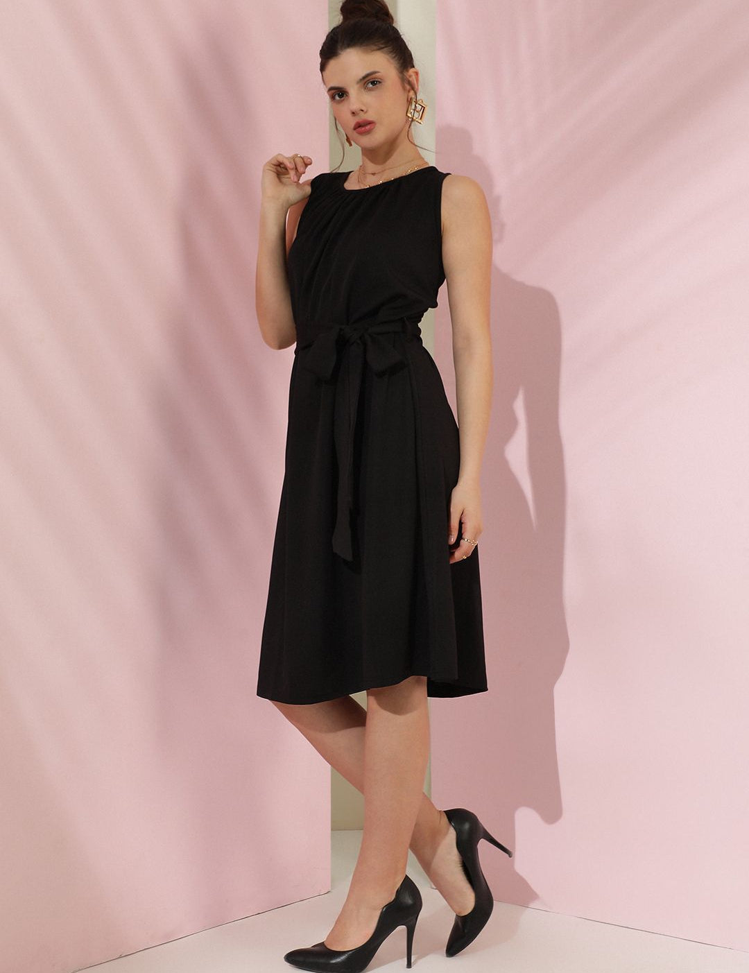 Kotty Women Solid Sleeveless Fit & Flare Dress