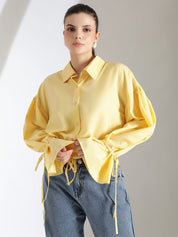 Kotty Women Comfort Spread Collar Solid Crepe Oversized Casual Shirt