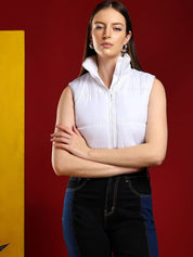 Kotty Women Crop Puffer Jacket with Patchwork