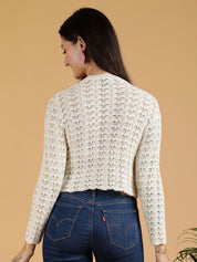 Kotty Women Open Knit Pullover Crop Sweaters