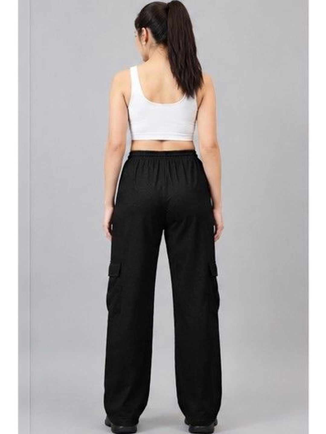 Black Regular Fit High-Rise Trousers for Women | Kotty