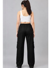 Black Regular Fit High-Rise Trousers for Women | Kotty