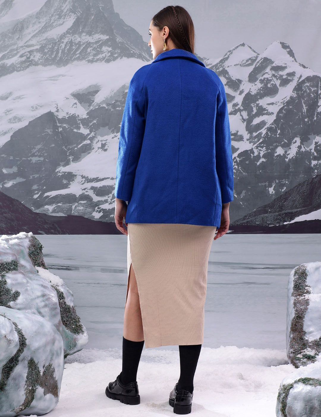 Kotty Women Notched Lapel Longline Overcoat