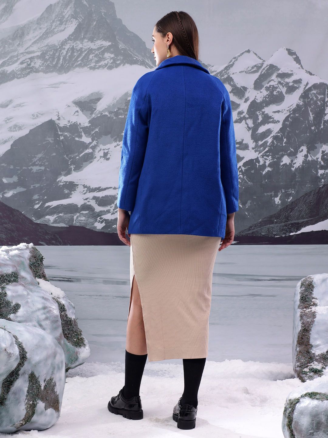 Kotty Women Notched Lapel Longline Overcoat