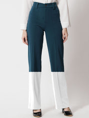 Kotty Women Colourblocked Relaxed Straight Leg Straight Fit High-Rise Easy Wash Trousers